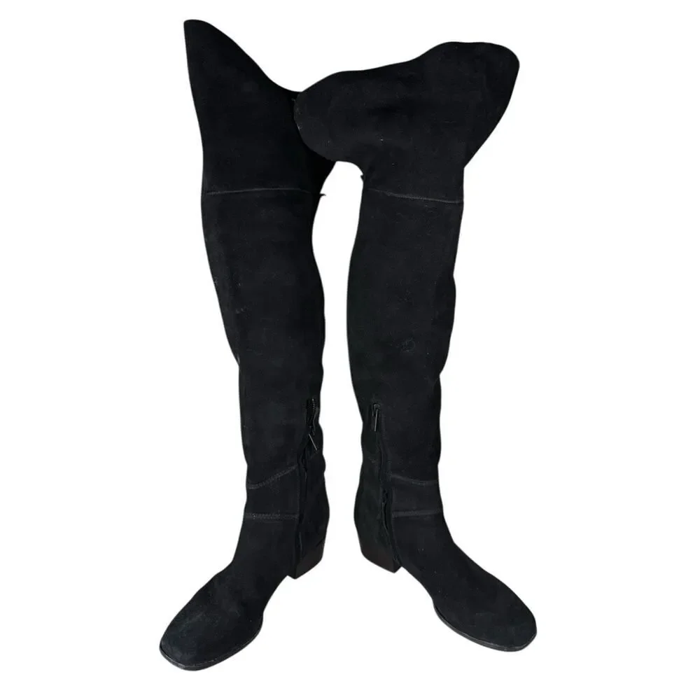 Joie Black Suede Over the Knee Boots Women’s 36.5 / US 6.5 Block Heel Overknee